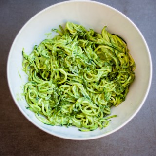 Avocado Lime Pesto with Zucchini Noodles
